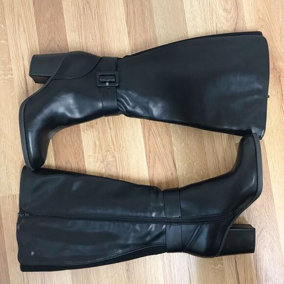 SOUL Naturalizer Black Wide Calf Chunky Heel Boot Knee High Size 6.5 New - Picture 10 of 13